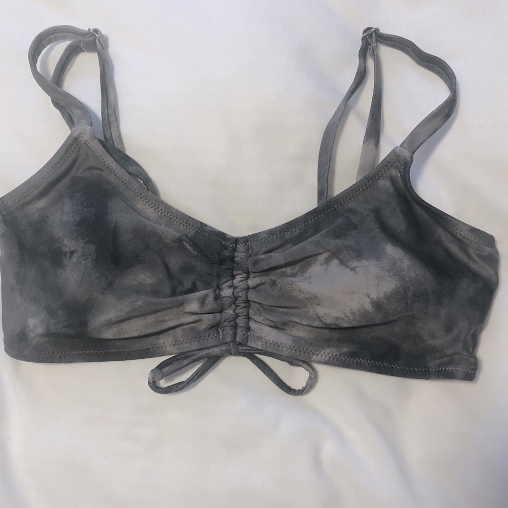 💜 3/$30 Old Navy Medium Grey Tie Dye Ruched Bikini Swim Bandeau  Top